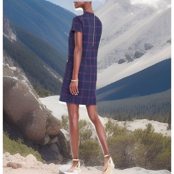 J Crew Plaid Relaxed Windowpane Printed  W 2 Pockets Dress   Sweet - size 0 - Picture 6 of 6